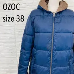 OZOC オゾック　ブルー　フード付き　中綿コート　アウター　 38 Mサイズのサムネイル