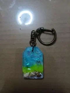 レジン製タグ型キーホルダー 蓄光