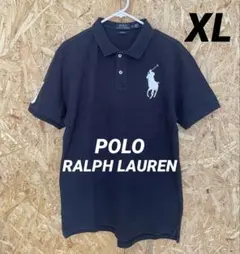 ポロラルフローレン　半袖　ポロシャツ　ビッグポニー刺繍　ネイビー　XL Y2K