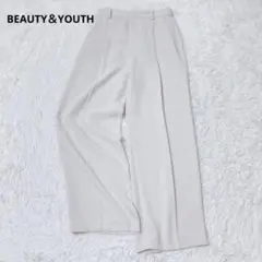 ビューティーアンドユース　ワイドパンツ　タック　ホワイト　L　きれいめ　オフィス