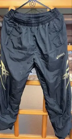 asics ブラックパンツ ゴールドロゴ size L