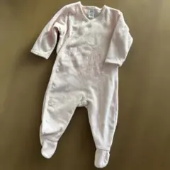 ウサギ刺繍のフリースロンパース 3-6ヶ月　95cm未満