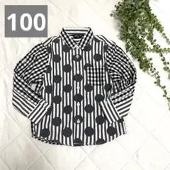 COMME CA ISM 長袖シャツ 100A モノトーン　白黒　ハロウィン