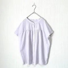 1516ザショップティーケー 半袖ブラウス ラベンダー 比翼 M ノースリーブのサムネイル