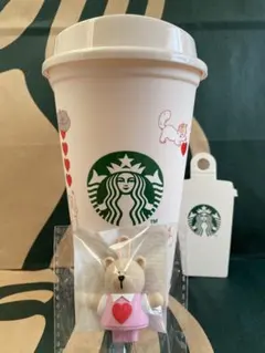 バレンタイン2025リユーザブルカップ473mlドリンクホールキャップベアリスタ