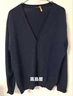 TAKASHIYA ネイビー カシミヤカーディガン LL小穴ありクリーニング済み