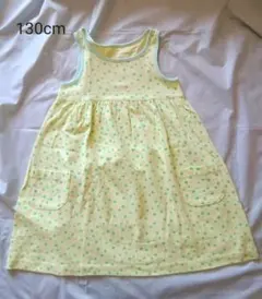 【美品】女の子　ドット柄ワンピース　UNIQLO　130cm 　イエロー