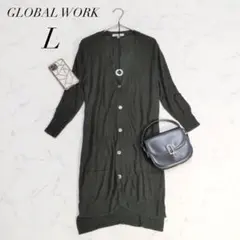 グローバルワーク/ロングカーディガン/Vネック/ボタンポケット付きのサムネイル