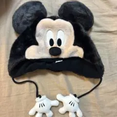 ミッキーマウス 耳付きフリース帽子