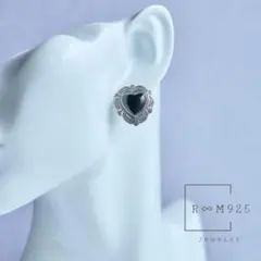 【J096】ヴィンテージ　QT社製　ネイティブアメリカン　オニキス　ピアス