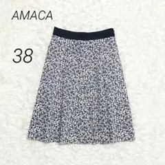 アマカ AMACA 三陽商会 フレアスカート 膝丈 花柄 小花柄 エレガント M