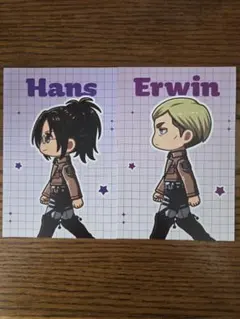 進撃の巨人 アニメイト 購入特典 ポストカード　ハンジ　エルヴィン