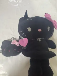 【キティ】キティちゃん 黒 キーホルダー ぬいぐるみ