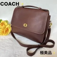 【極美品】オールドコーチ ショルダーバッグ ターンロック 本革 USA製 焦茶