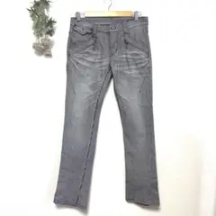 【ハイダウェイニコル】チェック ストレートパンツ 千鳥格子 ダメージ加工《46》