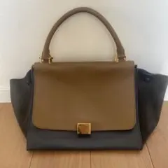 CELINE 2way ハンドバッグ　トラペーズ　ミディアム　レザー×スエード