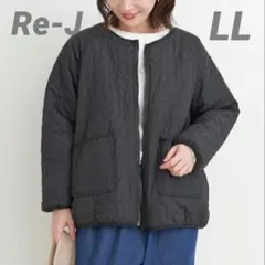 Re-J 2WAYハートキルト　ファー　リバーシブル　ジャケット　ブラック　LL