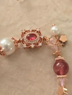 ト*読様 ロードナイト、ストロベリークォーツ他 デザインブレスレット 天然石