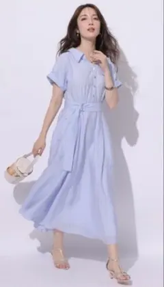 美品 ANAYI ドビーストライプラッフル ワンピース フェミニン 34 近年 
