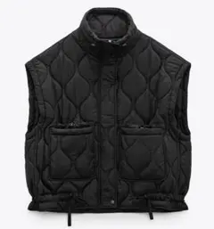 【新品】ZARA パフベスト ブラック Sサイズ ZARA】ロング丈パフベスト ブラック | 3046/230 (ZARA/ダウン