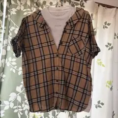 チェック柄　半袖　シャツ　140cm