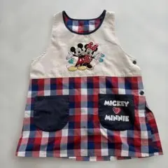 Disney Mickey Minnie エプロン チェック柄　保育士　幼稚園のサムネイル