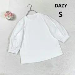 【デイジー】 五分袖Tシャツ カットソー (Ｓ) 白 袖ボリューム 異素材