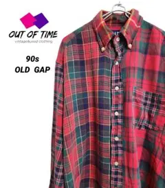 当時物 90s OLD GAPオールドギャップ ネルシャツ チェック柄 長袖M