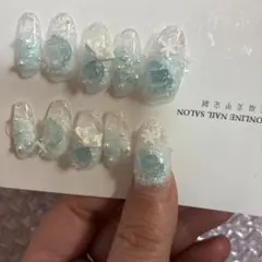 水色 アクリル ネイルチップ