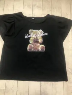 クマプリント黒Tシャツ 150cm