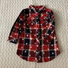 新品未使用　星×チェック柄　シャツワンピース　サイズ90 送料込み