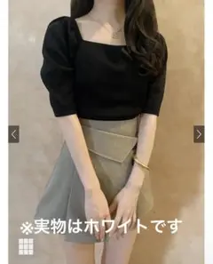 スクエアネックパワショルトップス pm016 ホワイト GRL Mサイズ