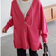 SLOBE IENA ウォッシャブルミラノリブカーディガン ピンク