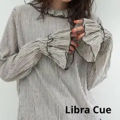 Libra Cue クリンクルフリルブラウス ストライプ メロウフリル 長袖 Mのサムネイル