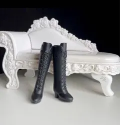 1/6ドール用 ロングブーツ 黒　人形 靴 リカちゃん ブーツ 着せ替え