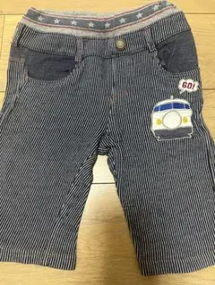 ストライプ柄デニム風ハーフパンツ