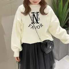 新品【NICE CLAUP】オーバーサイズロゴジャガードニット