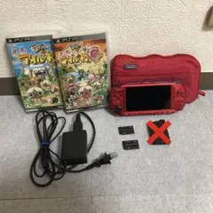 PSP 3000本体 レッド ゲームソフト2本付き