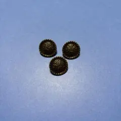 ブロンズ色装飾模様 裏足ボタン3個セット