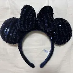 ディズニー カチューシャ スパンコール 黒 ネイビー