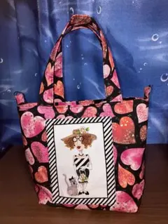 ロラライハリスキャットレディハンドメイドトートバッグ