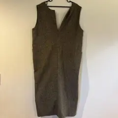 グレー Vネック ノースリーブ ワンピース
