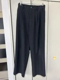 ZARA プリーツ入りフルイドパンツ ダークグレー S