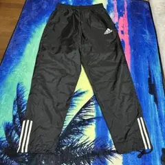 adidas ストライプ ジャージパンツ 黒　M