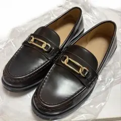 ローファー H&M 24.0-24.5cm ダークブラウン 38size 金のサムネイル