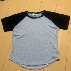 SHEPP ラグラン 半袖Tシャツ グレー×ブラック
