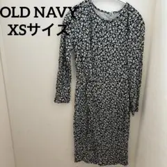 OLD NAVY【XS】花柄 長袖ワンピース PETITE ブラック レディース