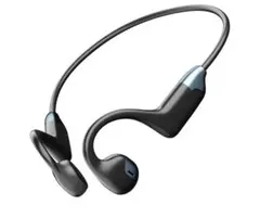 Bluetooth イヤホン 耳を塞がない 骨伝導イヤホン　灰黒色