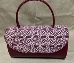 【美品】幾何学模様 ワインレッド 和装用バッグ