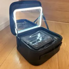 LEDミラー付きメイクアップポーチ ブラック